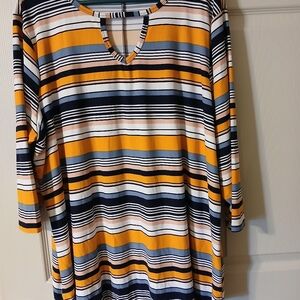 Bobbie Brooks Navy and Yellow Striped Long Sleeve Tee